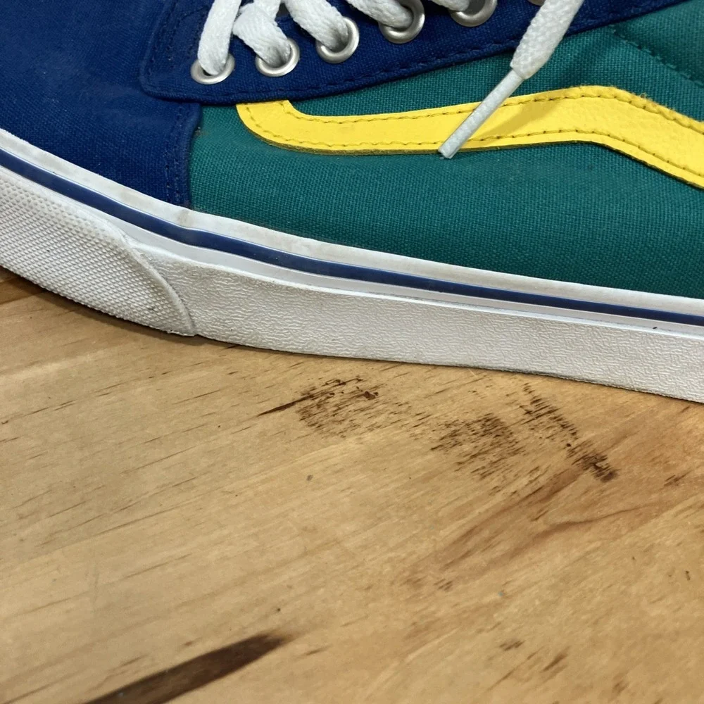 Vans Old Skool Multicolor Skate Shoes Blue Green Yellow Women‎ Size 8.5